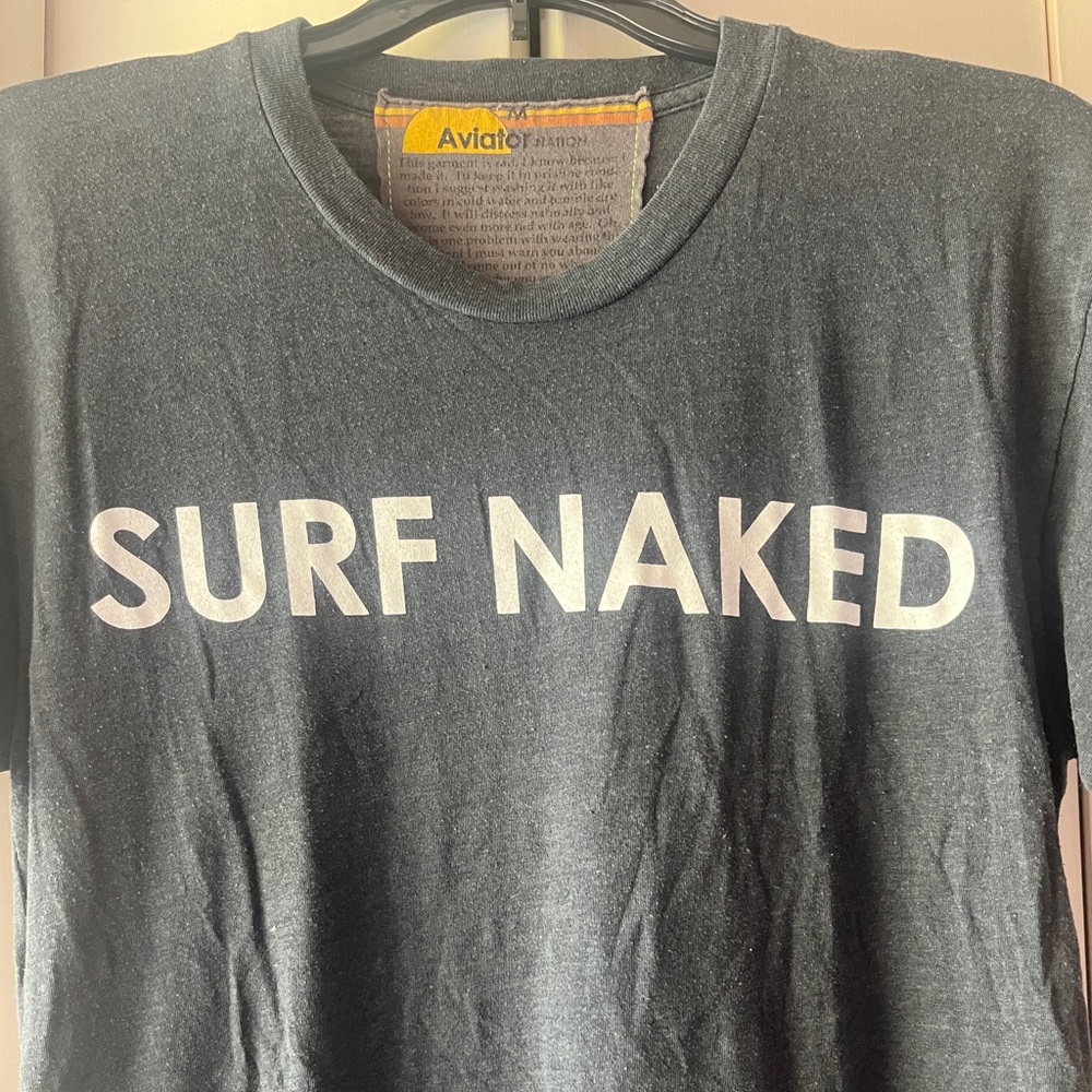 Aviator Nation. Unisex M Surf Naked Tee in Charcoal Gray - Picture 5 of 9